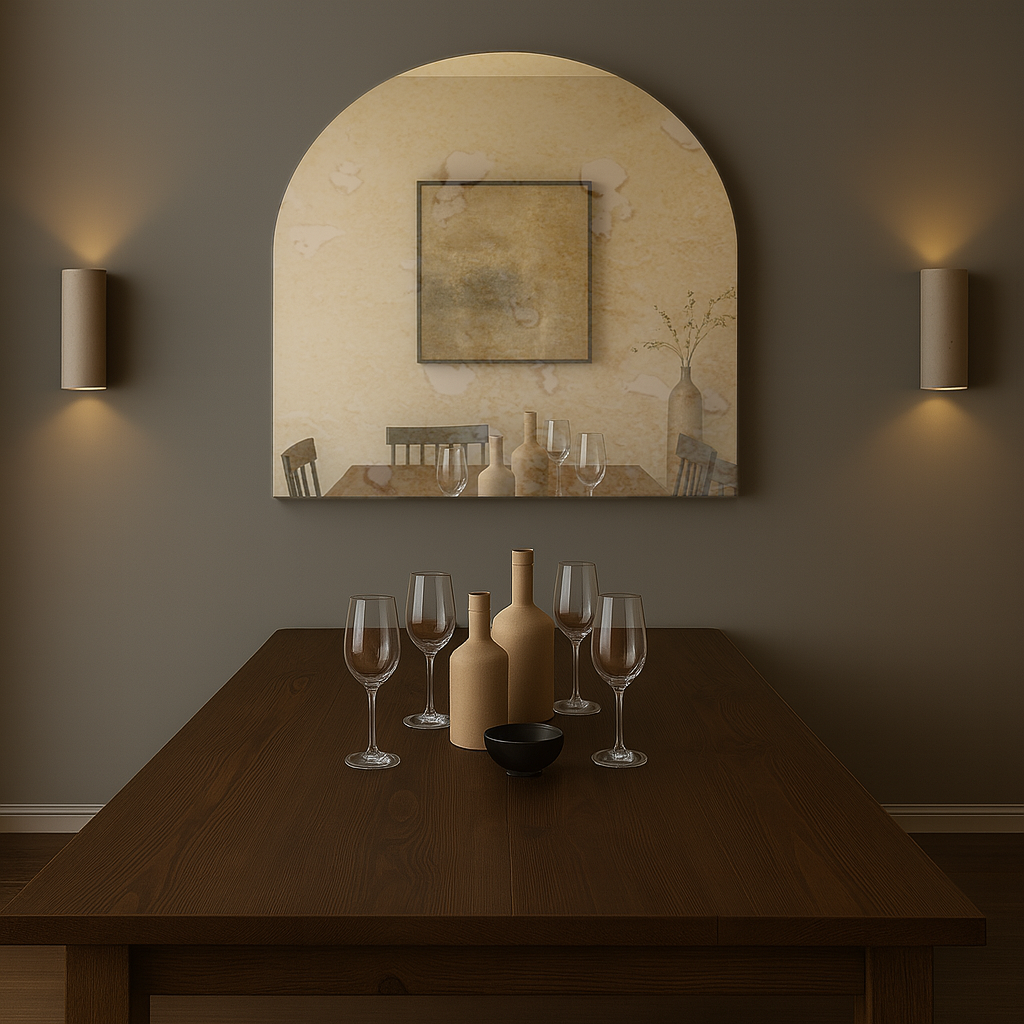 Arched Antique Silver Frameless Wall Mirror – Modern Minimalist Home Décor