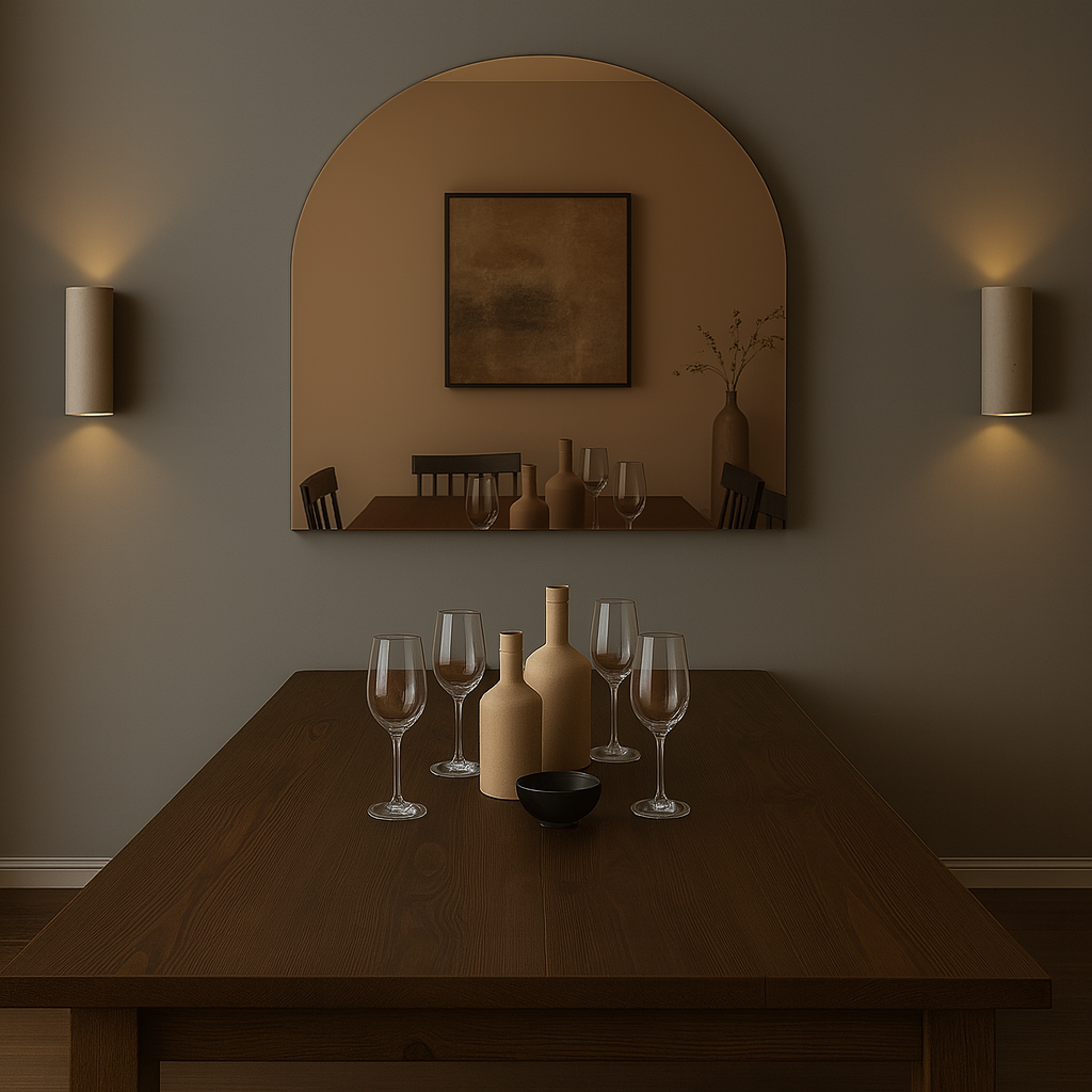 Arched Bronze Frameless Wall Mirror – Modern Minimalist Home Décor