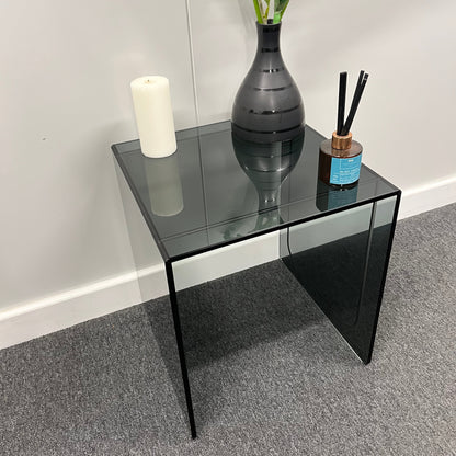 Medium Smoked Glass Side Table | 10mm Tempered Grey Tint Glass, Frameless & UV Bonded