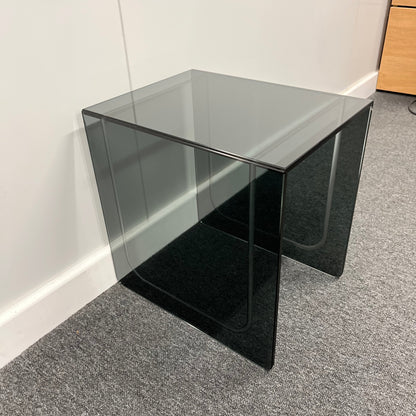 Small Smoked Glass Side Table | 10mm Tempered Grey Tint Glass, Frameless & UV Bonded