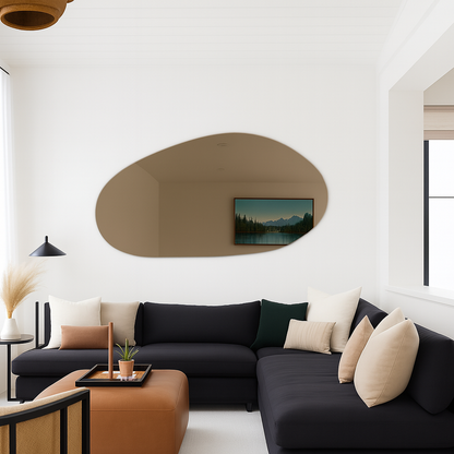 Bronze Tinted Frameless Irregular Shape Wall Mirror