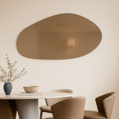 Bronze Tinted Frameless Irregular Shape Wall Mirror