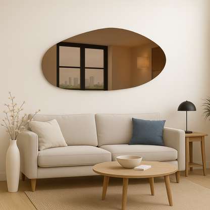 Bronze Tinted Frameless Irregular Shape Wall Mirror