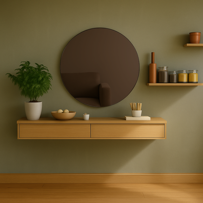 Bronze Tinted Contemporary Round Frameless Mirror