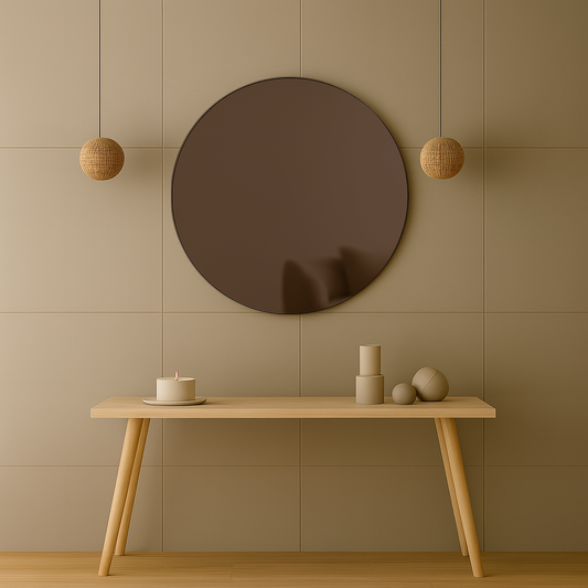 Bronze Tinted Contemporary Round Frameless Mirror