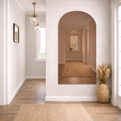 Arched Bronze Frameless Wall Mirror – Modern Minimalist Home Décor