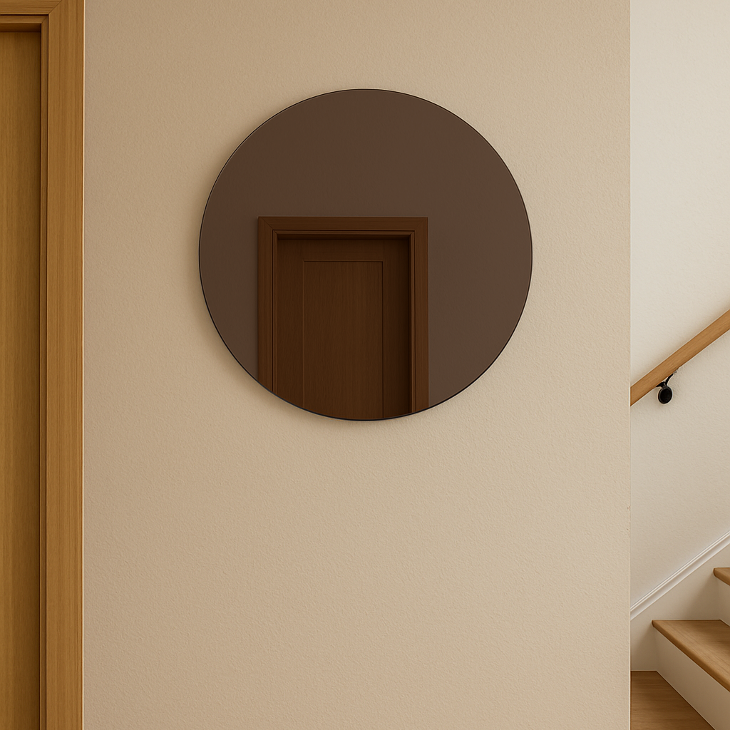 Bronze Tinted Contemporary Round Frameless Mirror