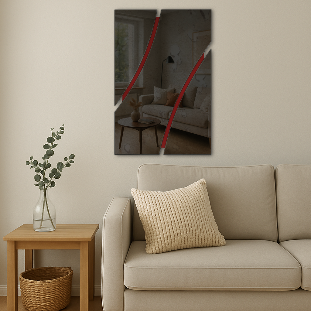 CURVA/ Customizable Frameless Curved Line Mirror – 50cm x 80cm | Modern Wall Art Design