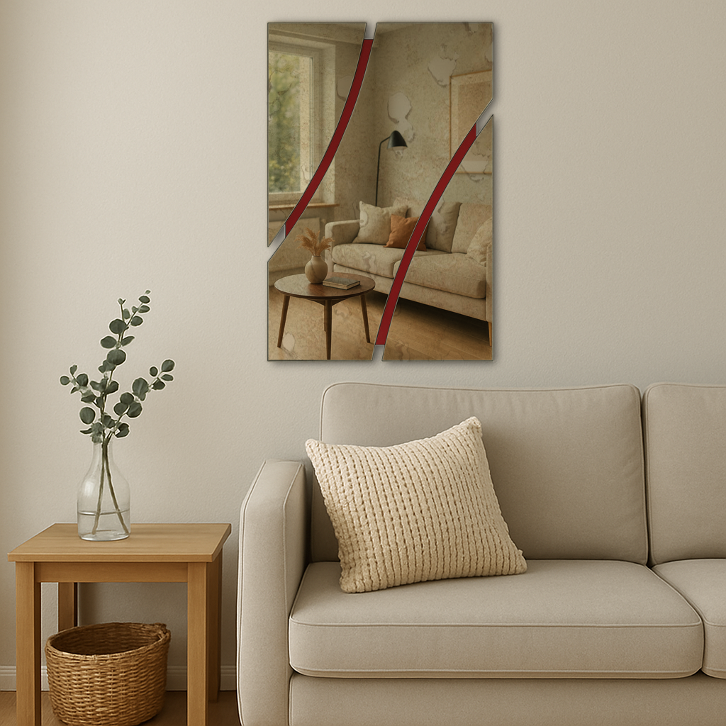 CURVA/ Customizable Frameless Curved Line Mirror – 50cm x 80cm | Modern Wall Art Design