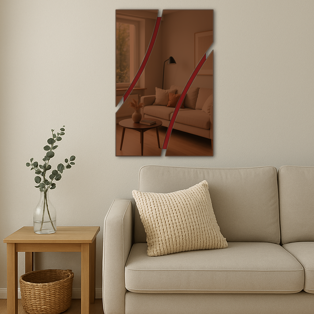 CURVA/ Customizable Frameless Curved Line Mirror – 50cm x 80cm | Modern Wall Art Design