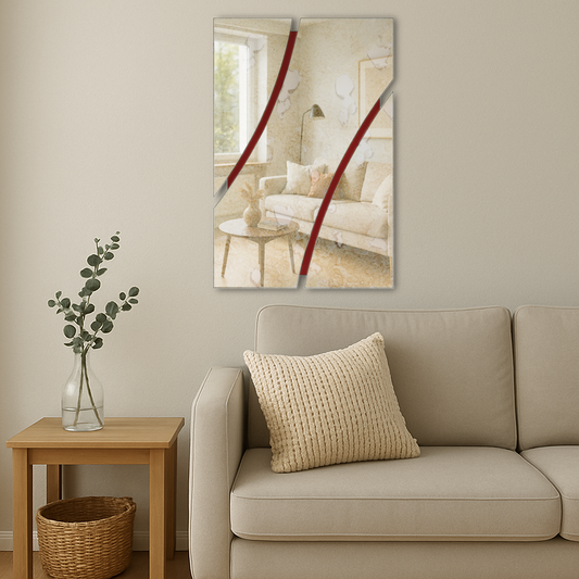 CURVA/ Customizable Frameless Curved Line Mirror – 50cm x 80cm | Modern Wall Art Design