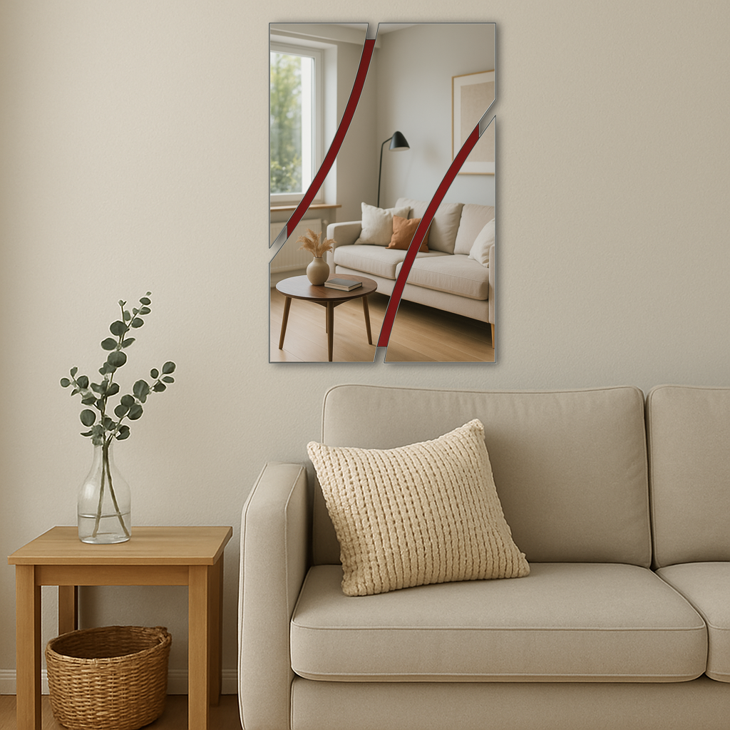 CURVA/ Customizable Frameless Curved Line Mirror – 50cm x 80cm | Modern Wall Art Design