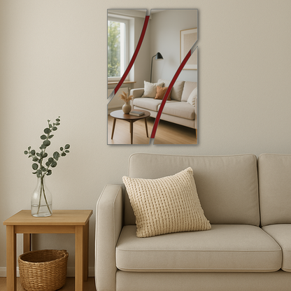 CURVA/ Customizable Frameless Curved Line Mirror – 50cm x 80cm | Modern Wall Art Design
