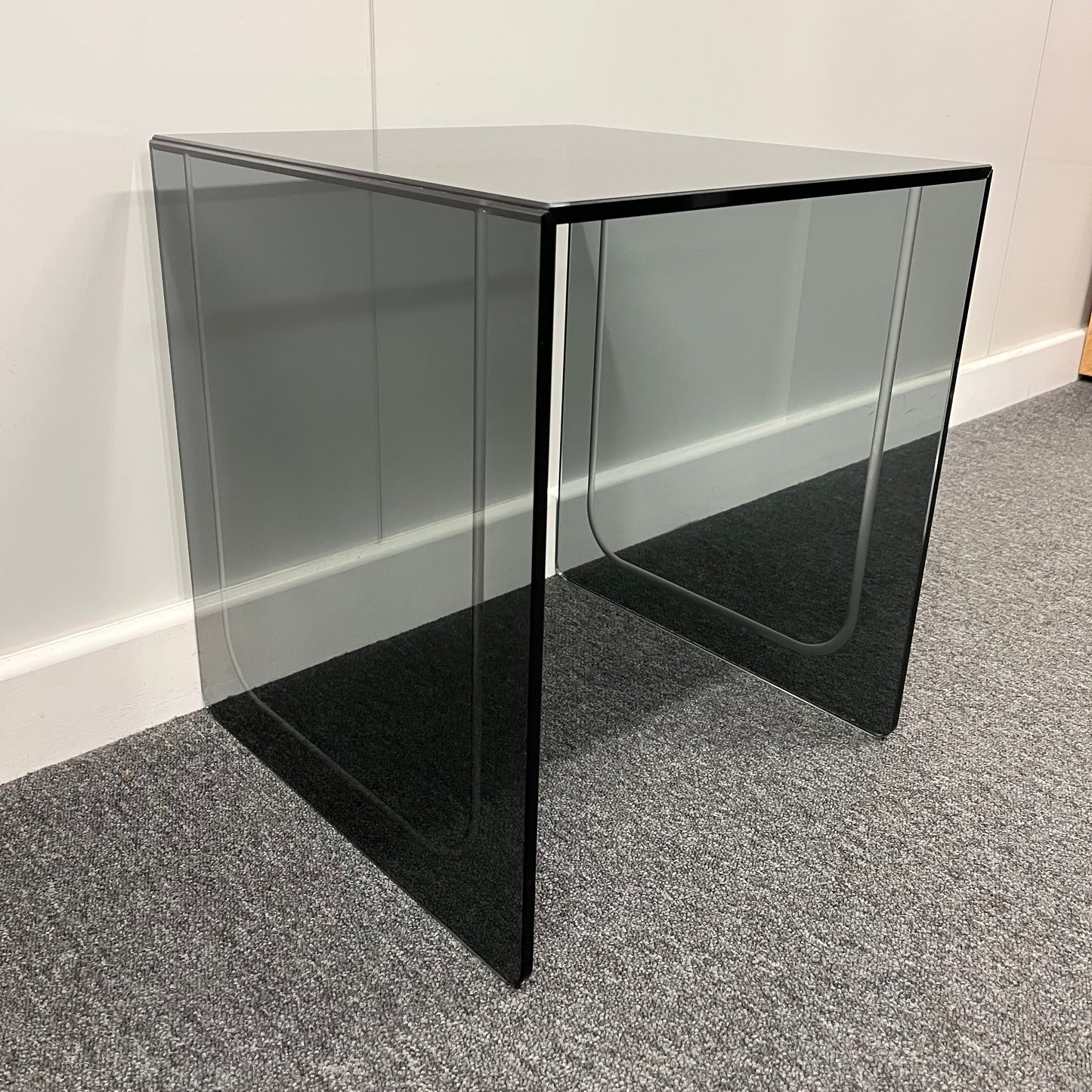Medium Smoked Glass Side Table | 10mm Tempered Grey Tint Glass, Frameless & UV Bonded
