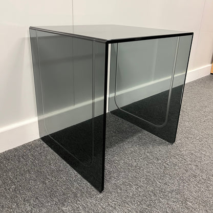Medium Smoked Glass Side Table | 10mm Tempered Grey Tint Glass, Frameless & UV Bonded