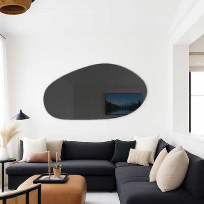 Grey Tinted Frameless Irregular Shape Wall Mirror