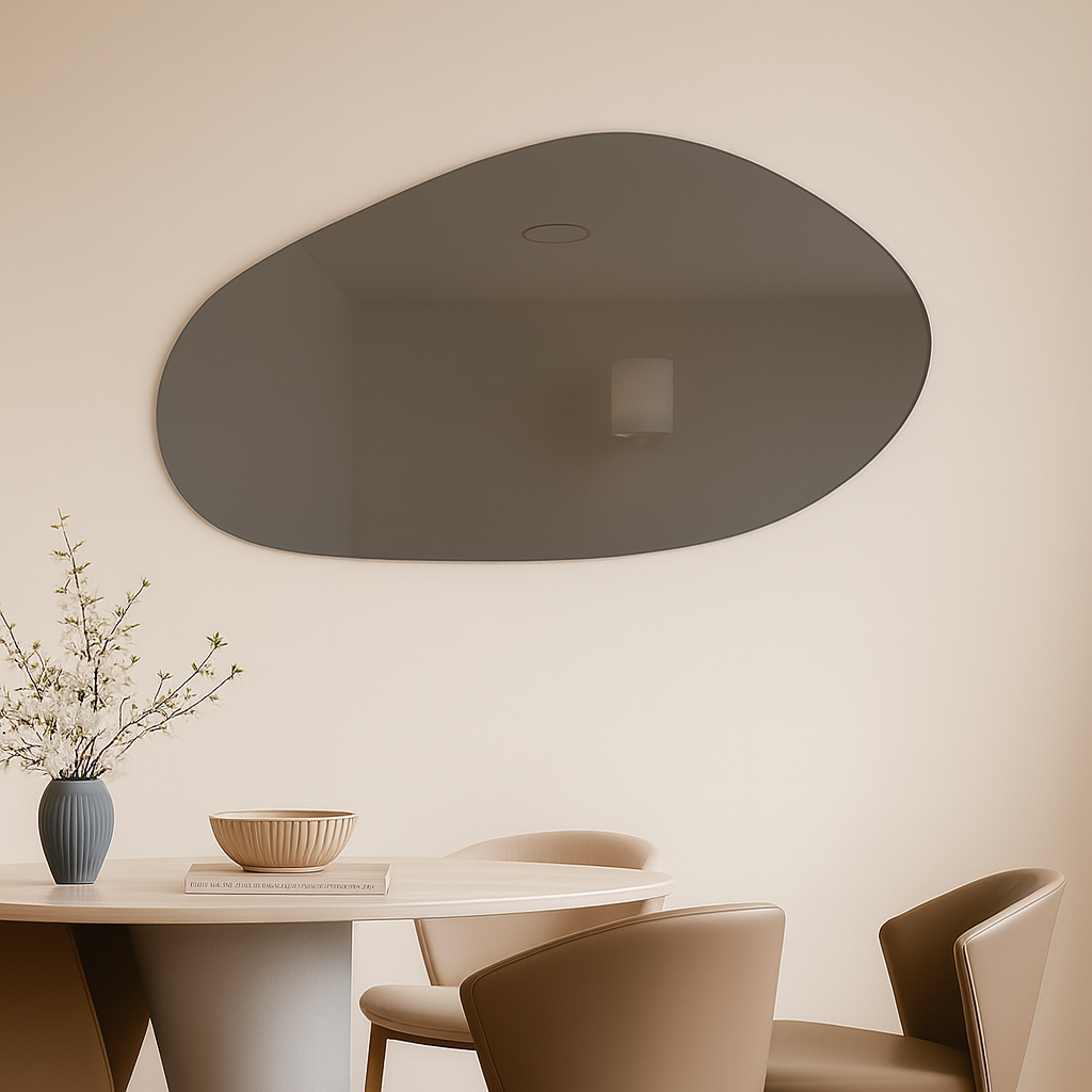 Grey Tinted Frameless Irregular Shape Wall Mirror