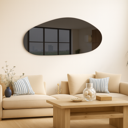 Grey Tinted Frameless Irregular Shape Wall Mirror