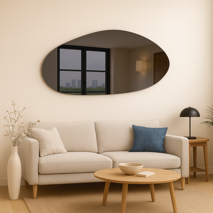 Grey Tinted Frameless Irregular Shape Wall Mirror
