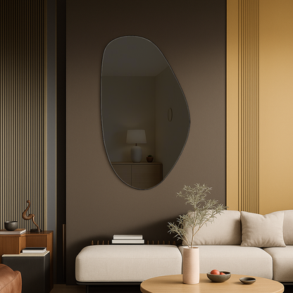 Grey Tinted Frameless Irregular Shape Wall Mirror