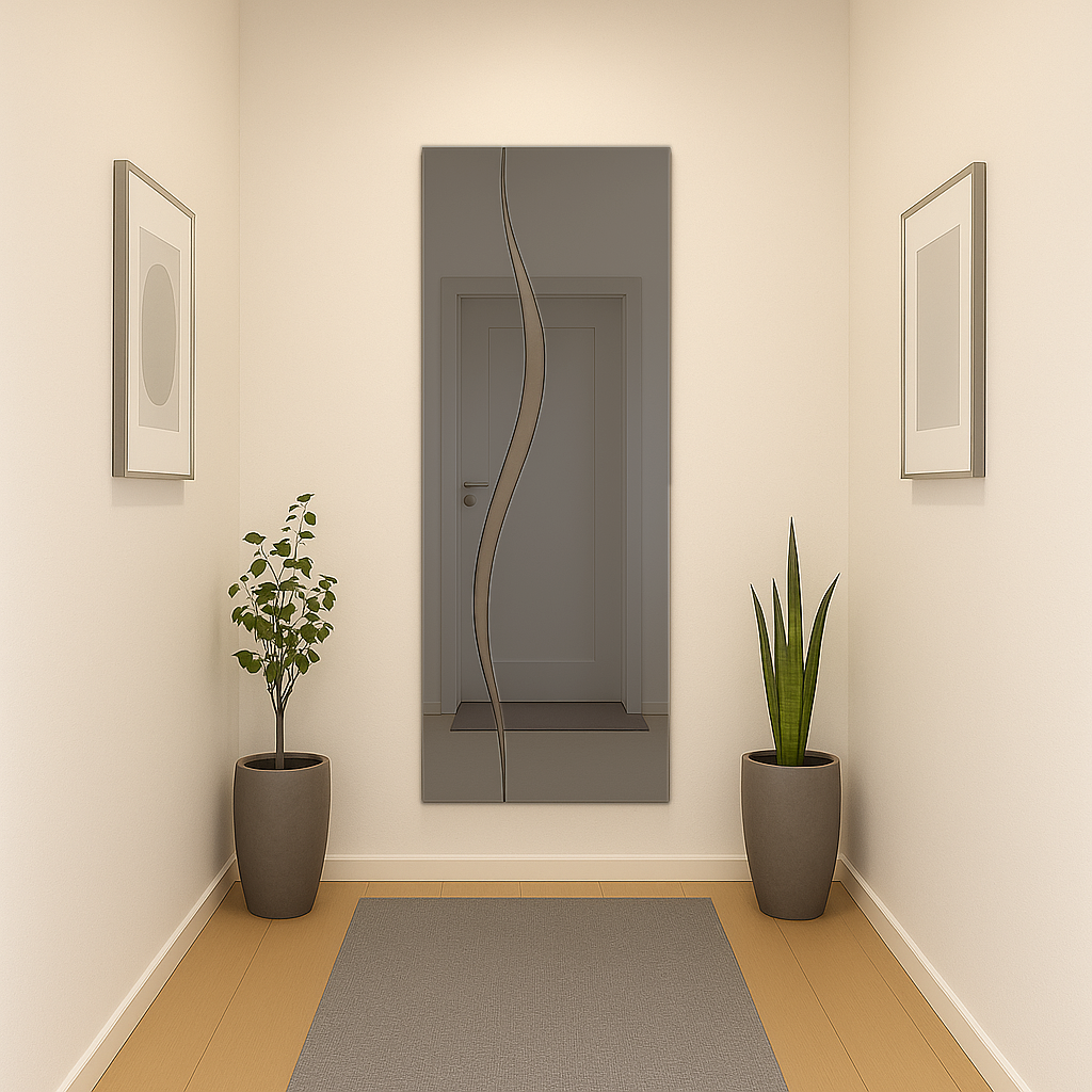 SINA/ Customizable Frameless Wave Mirror – 50cm x 150cm | Modern Full-Length Design