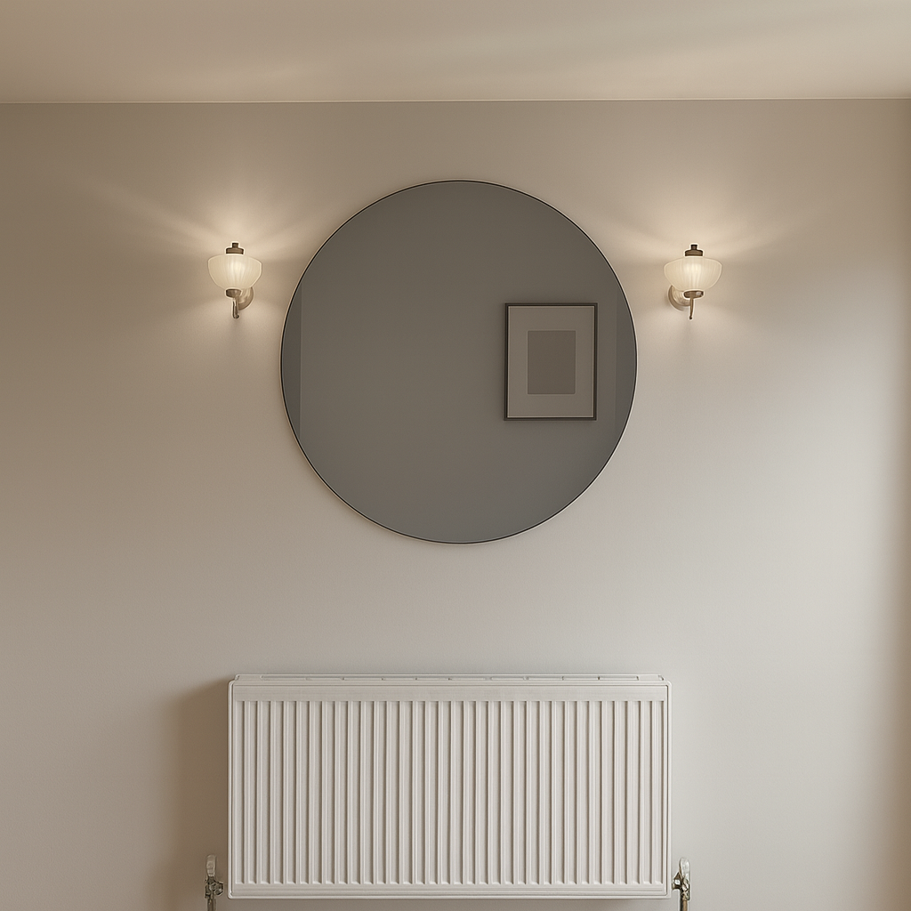 Grey Tinted Contemporary Round Frameless Mirror