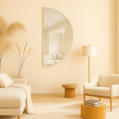 Half-Moon Antique Silver Frameless Wall Mirror