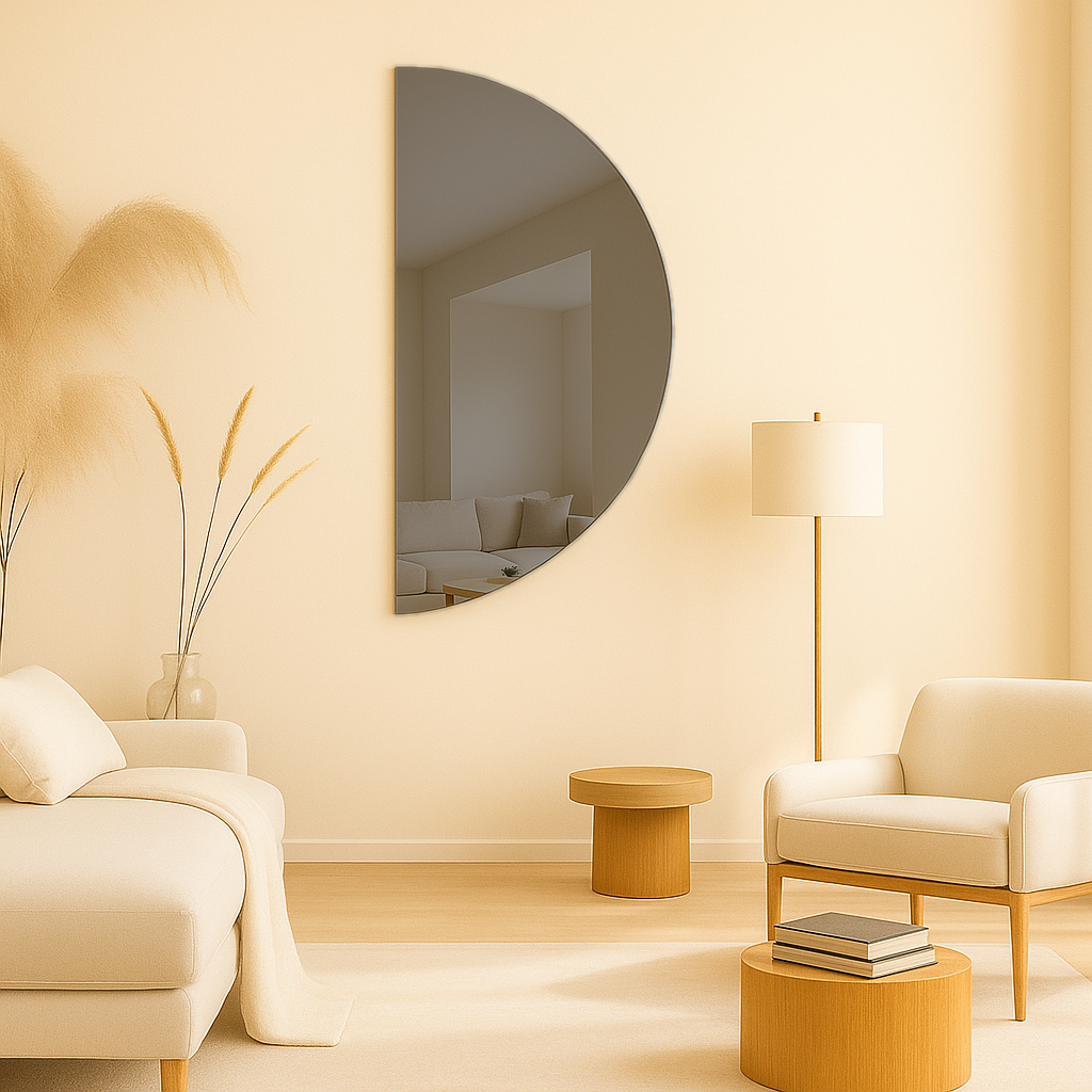 Half-Moon Grey-Tinted Frameless Mirror