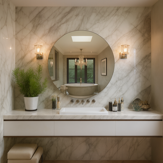 Silver Contemporary Round Frameless Mirror