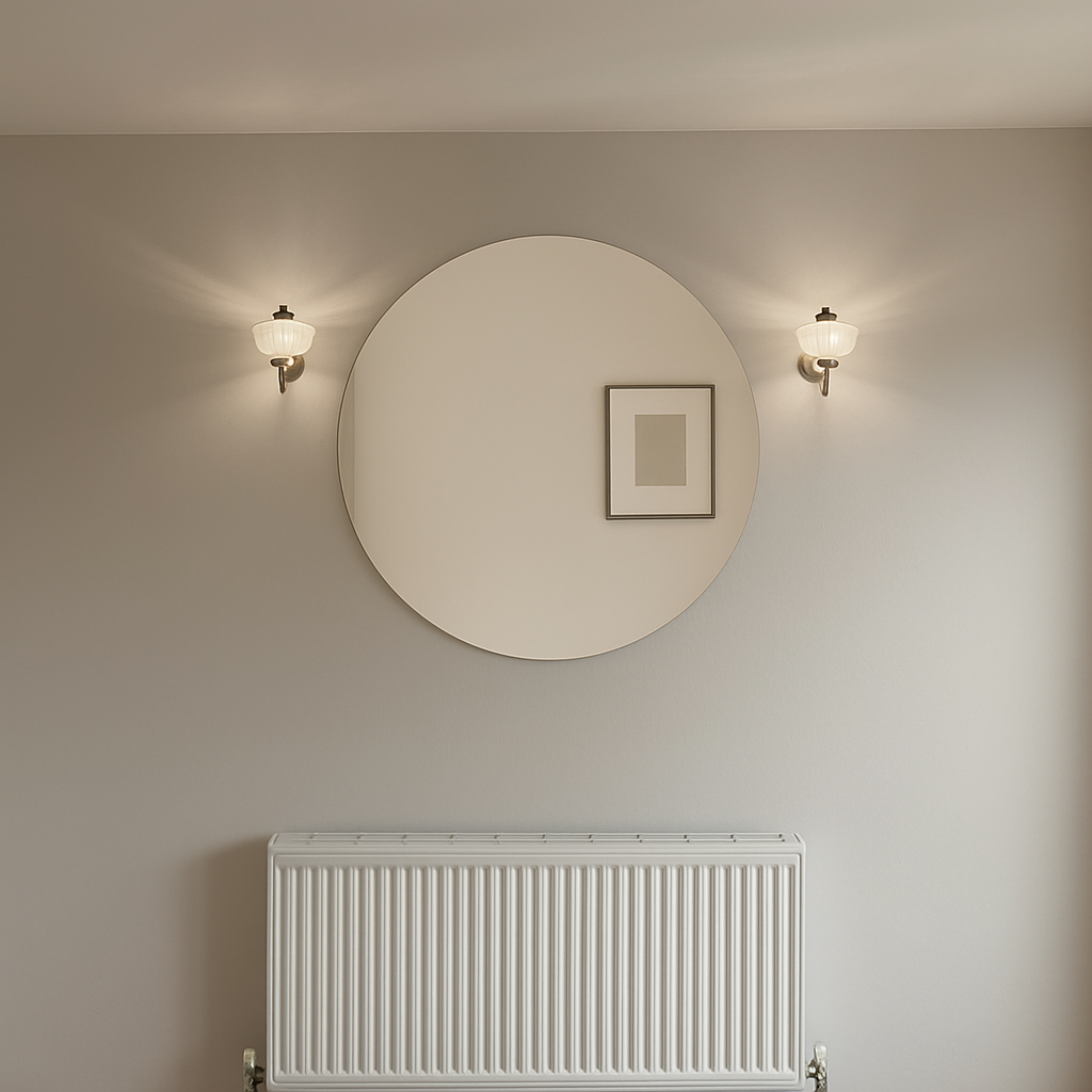 Silver Contemporary Round Frameless Mirror