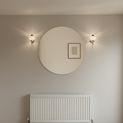 Silver Contemporary Round Frameless Mirror