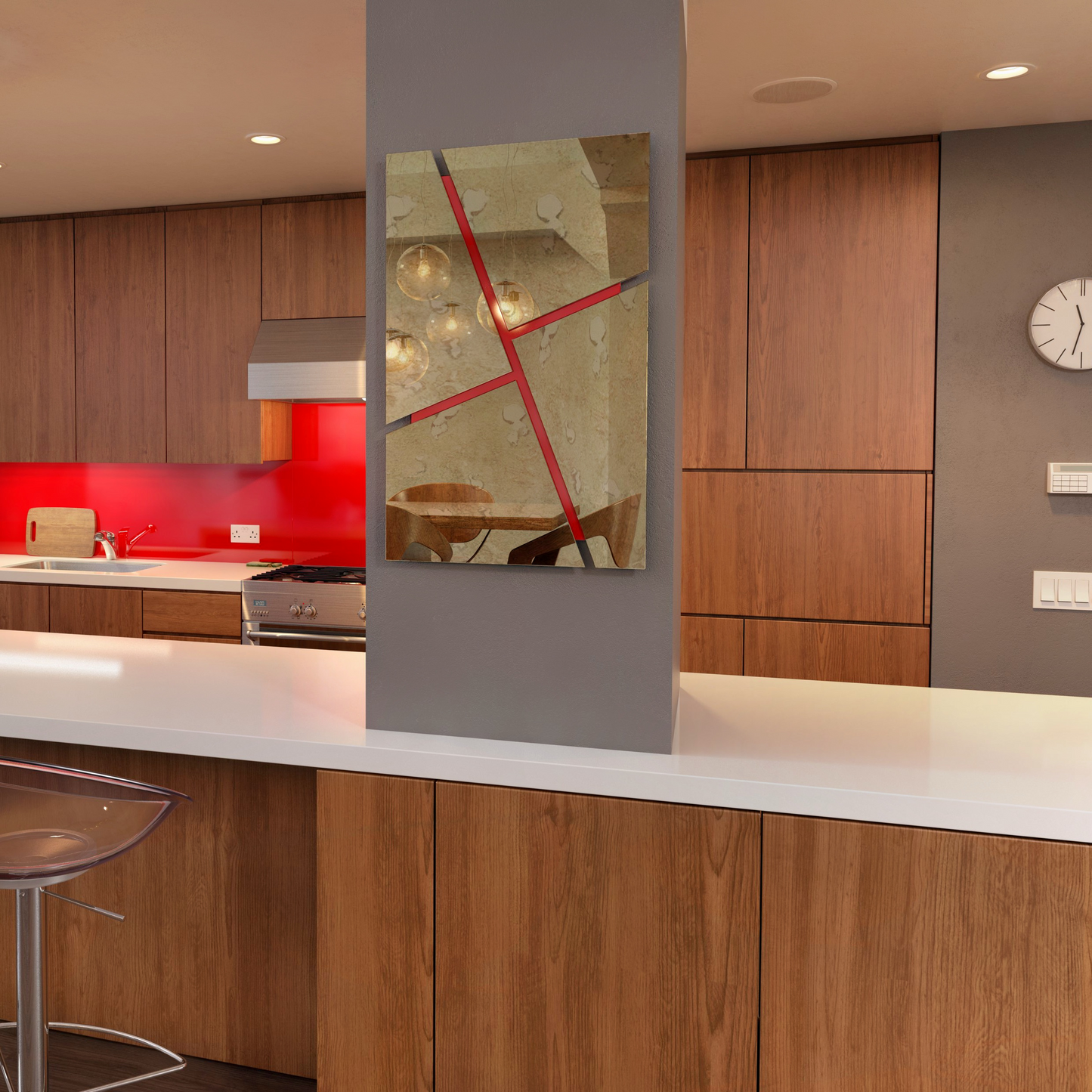 RIMA/ Customizable Frameless Geometric Line Mirror – 50cm x 80cm | Modern Decorative Wall Mirror