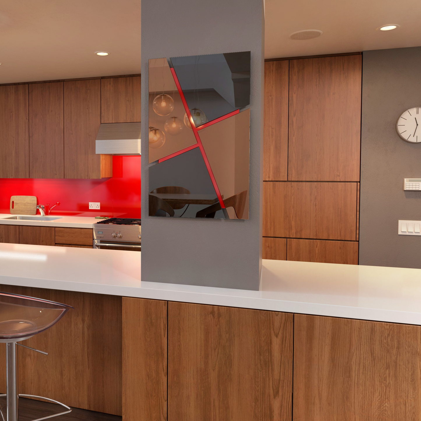 RIMA/ Customizable Frameless Geometric Line Mirror – 50cm x 80cm | Modern Decorative Wall Mirror