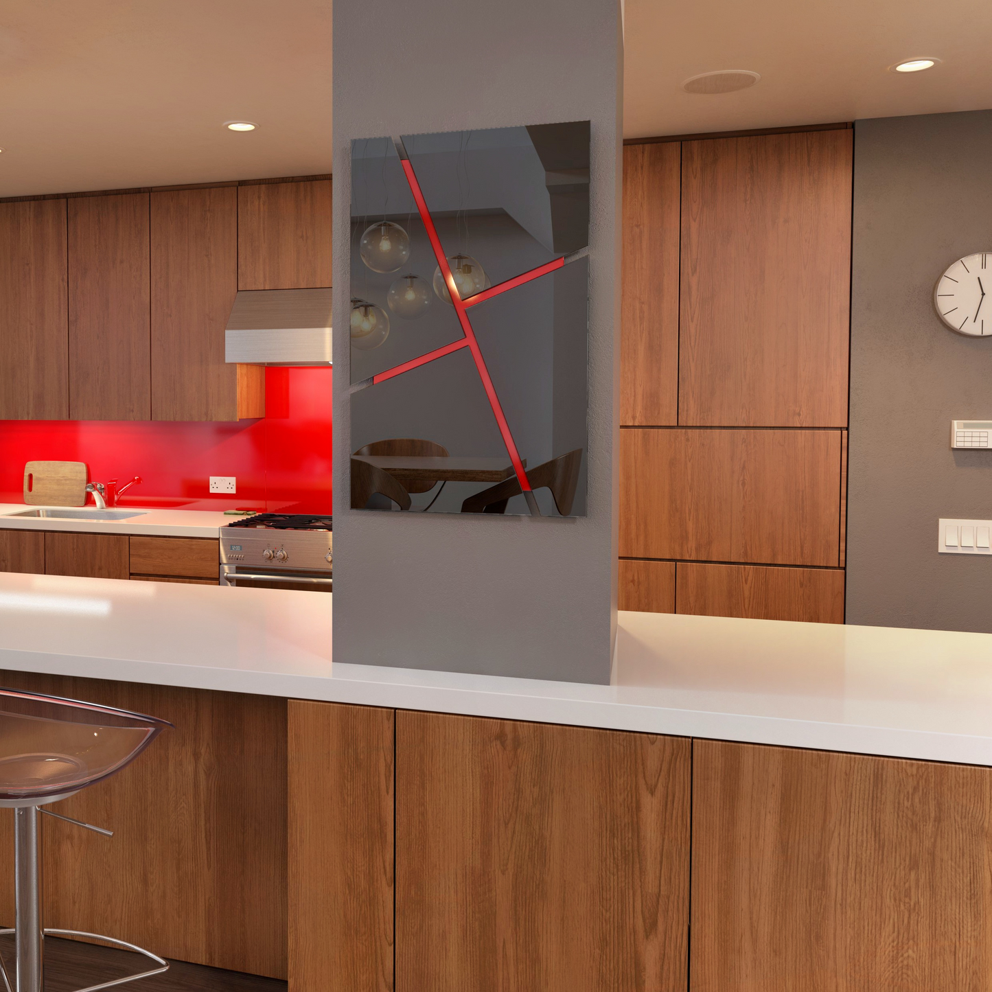 RIMA/ Customizable Frameless Geometric Line Mirror – 50cm x 80cm | Modern Decorative Wall Mirror