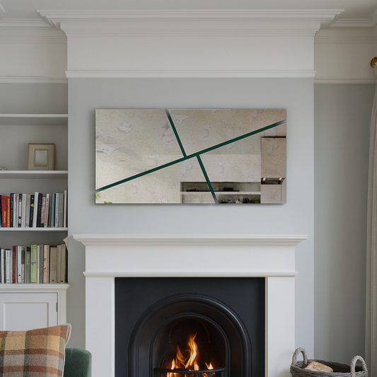 XL RIMA/ Customisable Frameless Geometric Line Mirror – 120cm x 60cm | Modern Decorative Wall Mirror