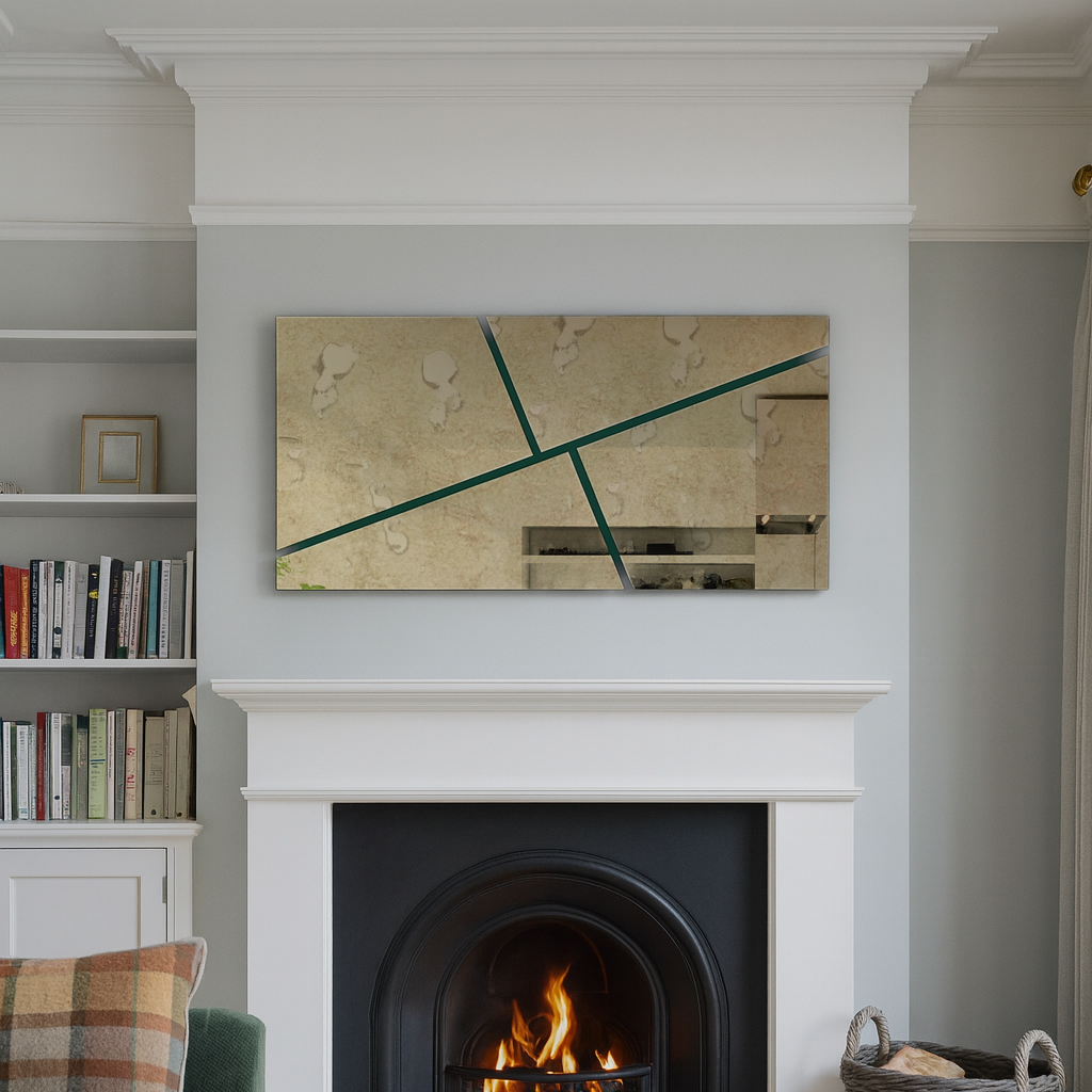 XL RIMA/ Customisable Frameless Geometric Line Mirror – 120cm x 60cm | Modern Decorative Wall Mirror