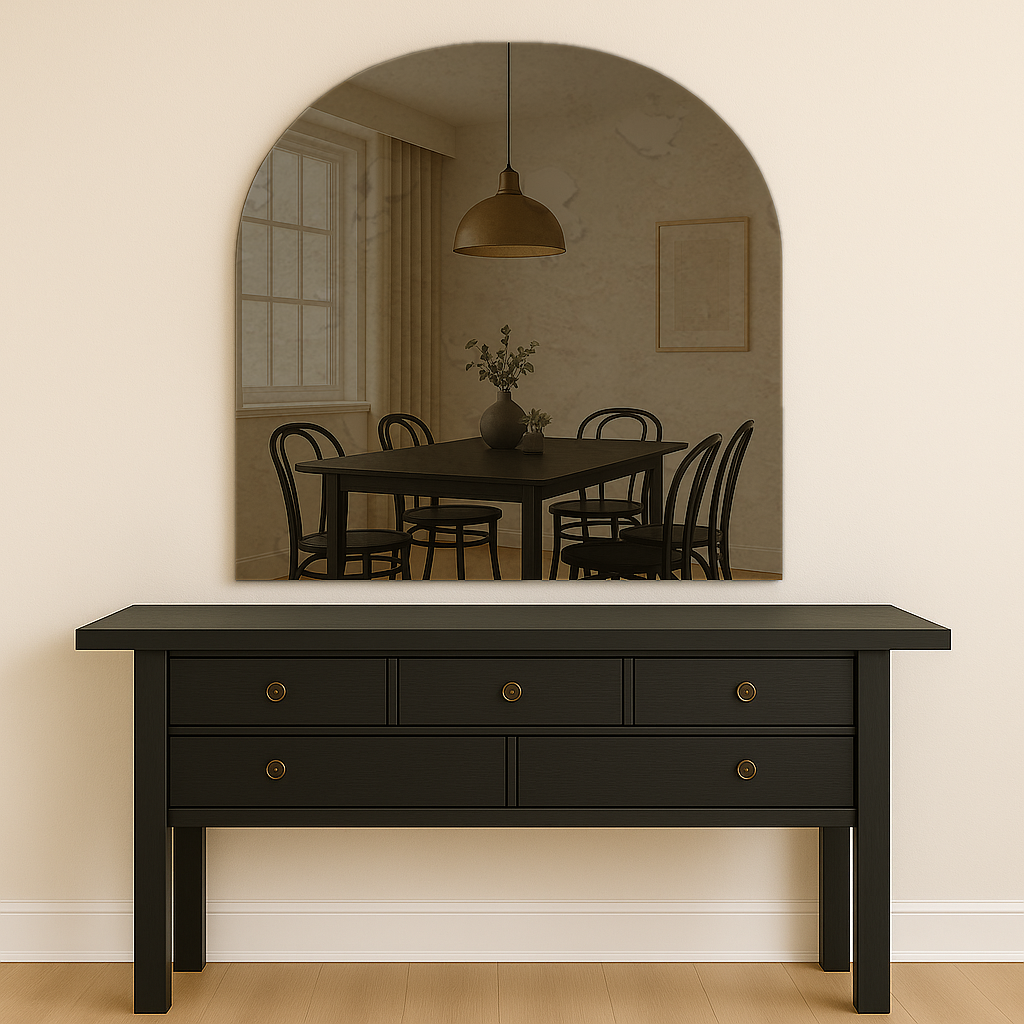 Arched Antique Bronze Frameless Wall Mirror – Modern Minimalist Home Décor