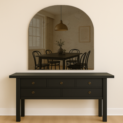 Arched Antique Bronze Frameless Wall Mirror – Modern Minimalist Home Décor