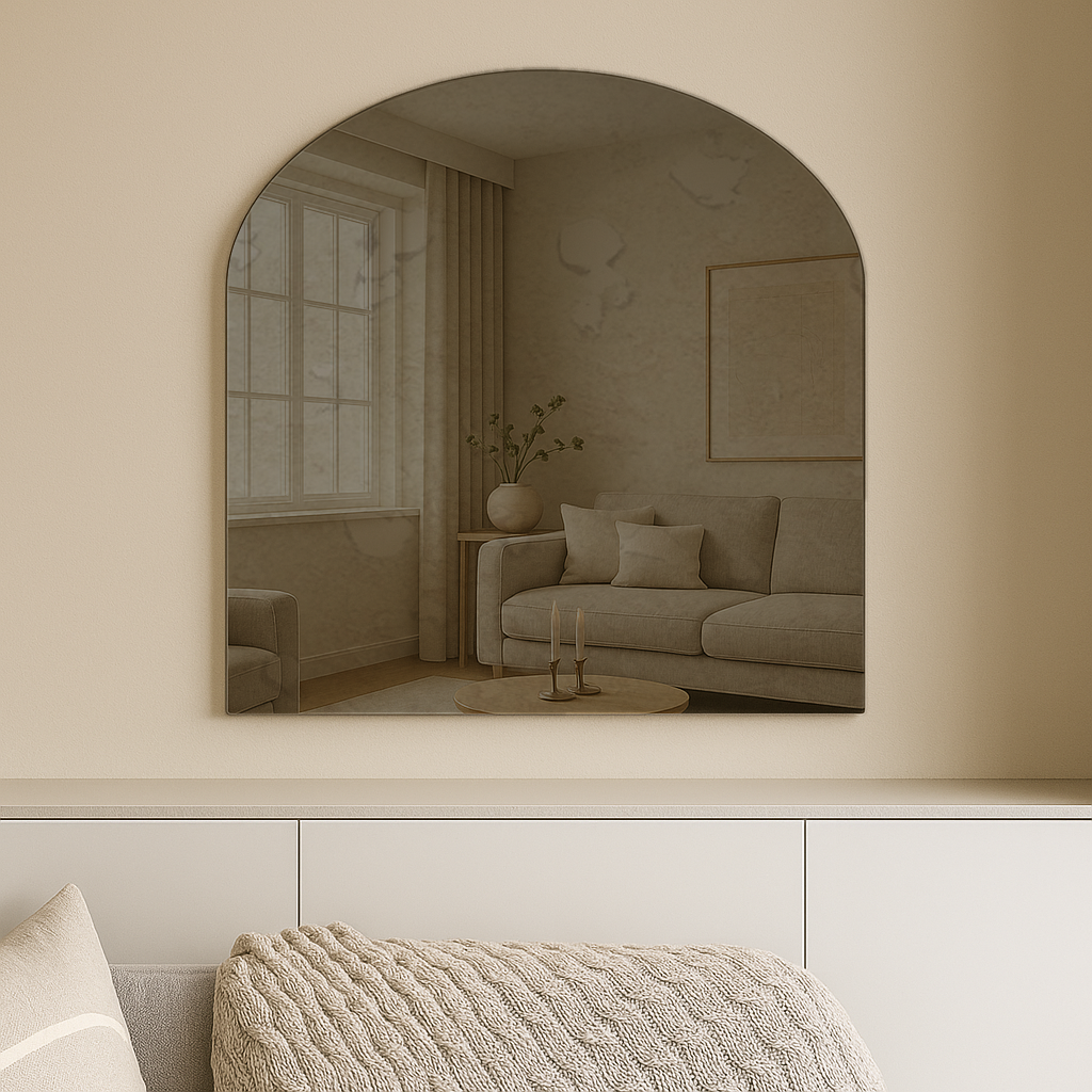 Arched Antique Bronze Frameless Wall Mirror – Modern Minimalist Home Décor