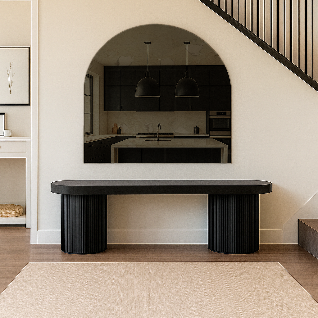 Arched Antique Bronze Frameless Wall Mirror – Modern Minimalist Home Décor