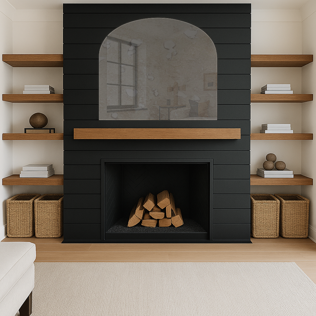 Arched Antique Grey Frameless Wall Mirror – Modern Minimalist Home Décor