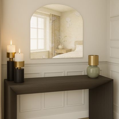 Arched Antique Silver Frameless Wall Mirror – Modern Minimalist Home Décor