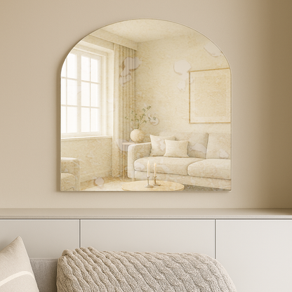 Arched Antique Silver Frameless Wall Mirror – Modern Minimalist Home Décor