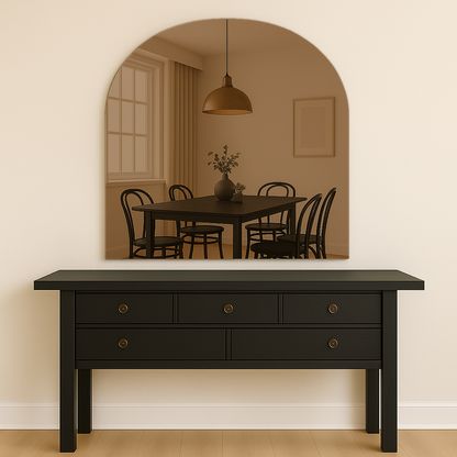 Arched Bronze Frameless Wall Mirror – Modern Minimalist Home Décor