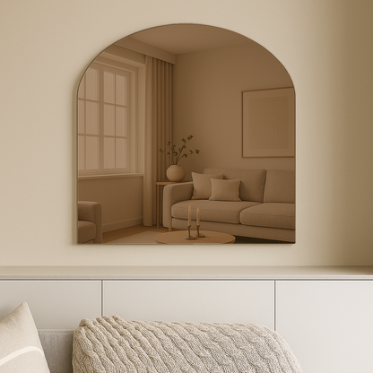 Arched Bronze Frameless Wall Mirror – Modern Minimalist Home Décor
