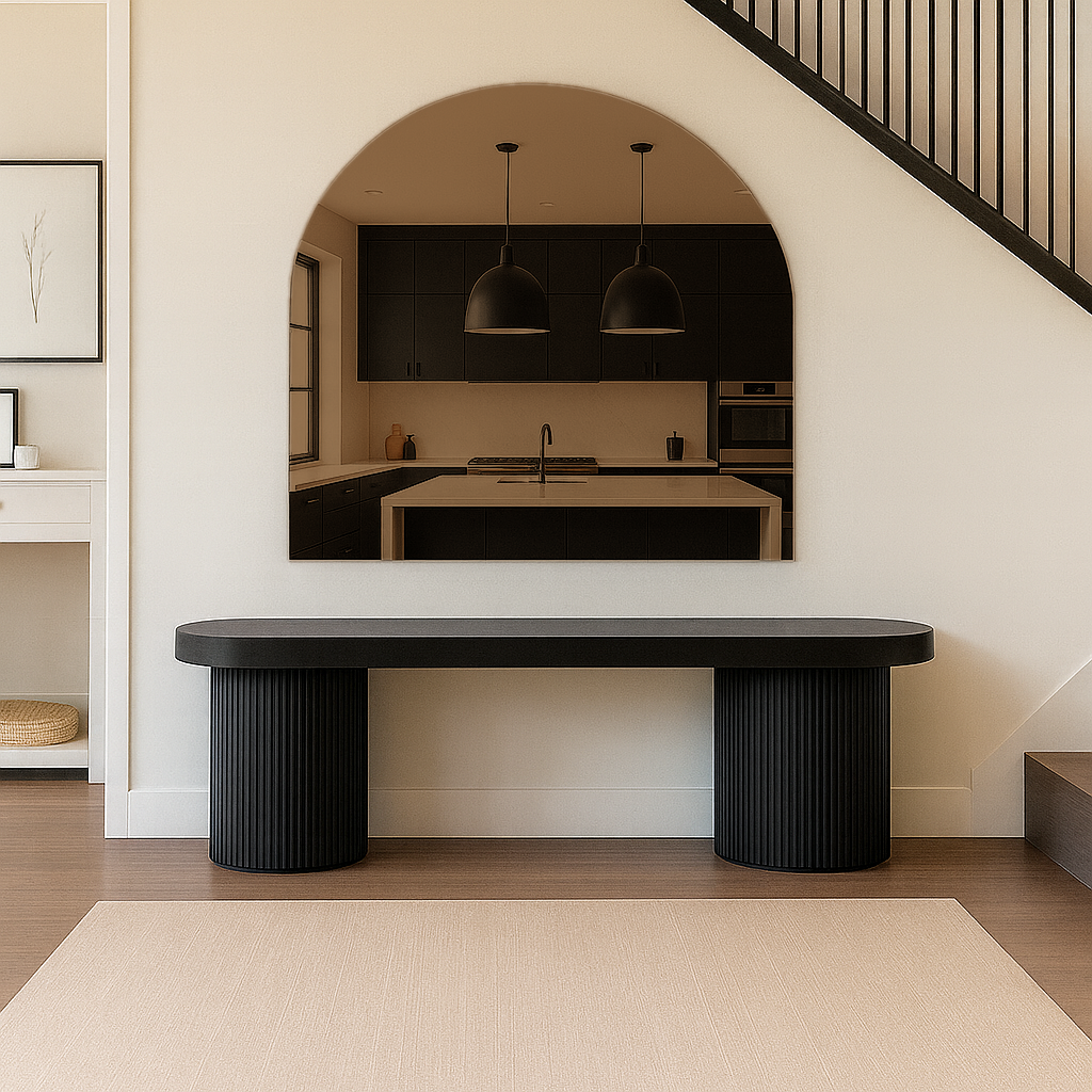 Arched Bronze Frameless Wall Mirror – Modern Minimalist Home Décor