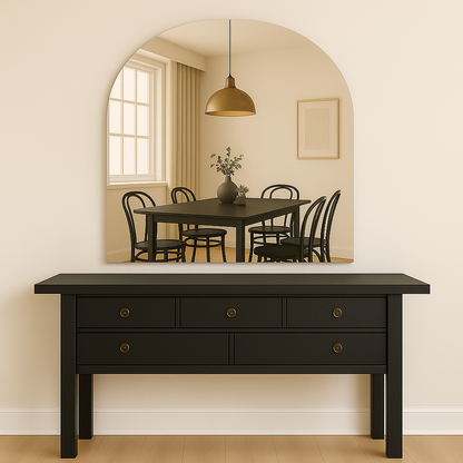 Arched Silver Frameless Wall Mirror – Modern Minimalist Home Décor