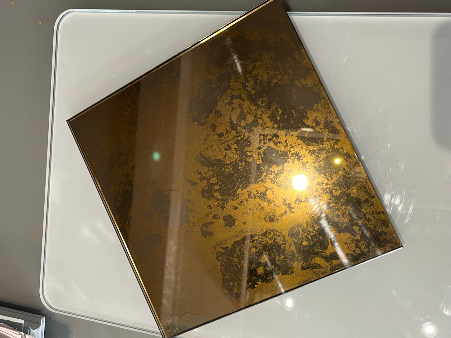 Bronze with Gold Antique Tempered Mirror Hob Splashback – Heat Resistant Kitchen Splashback (5 Sizes)