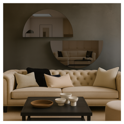 Set Of 2 Half-Moon Grey-Tinted Frameless Mirror