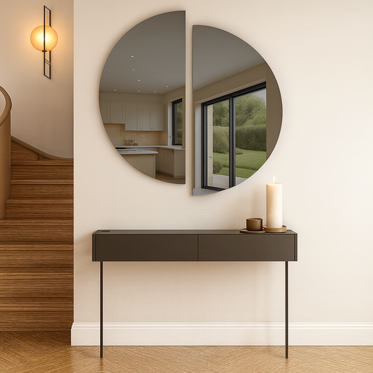 Set Of 2 Half-Moon Grey-Tinted Frameless Mirror